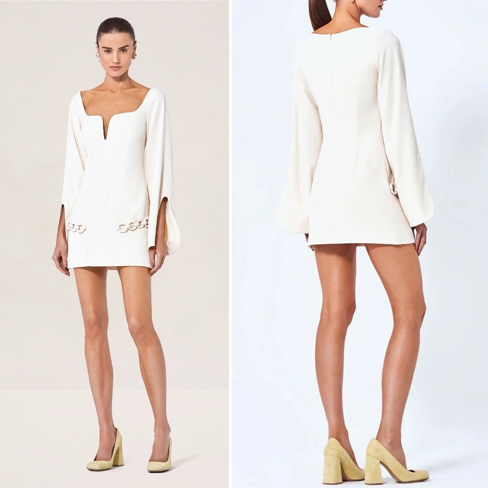 Alexis Cream Azize Split Sleeve Chain Mini Dress Size Medium NWT